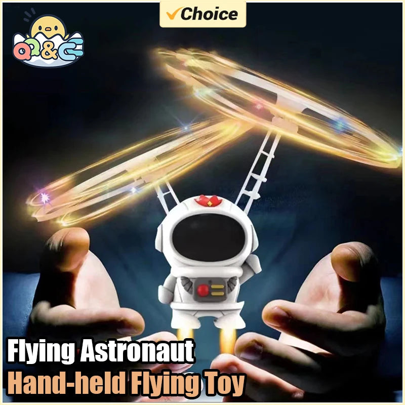 Flying Robot Astronaut Toy Aircraft High-Tech Hand-Controlled Drone Interactive Dual Wings with Lights Outdoor GiftS for Kids