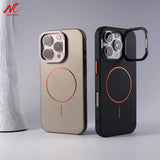 Matte Magsafe Case for iPhone 16 Pro Max Flip Camera Protection Stand Holder Bracket Cover for iPhone 13 14 15 Pro Max 16Pro