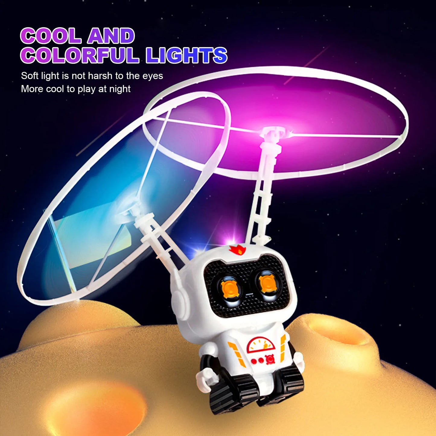 Flying Robot Astronaut Toy Aircraft High-Tech Hand-Controlled Drone Interactive Dual Wings with Lights Outdoor GiftS for Kids