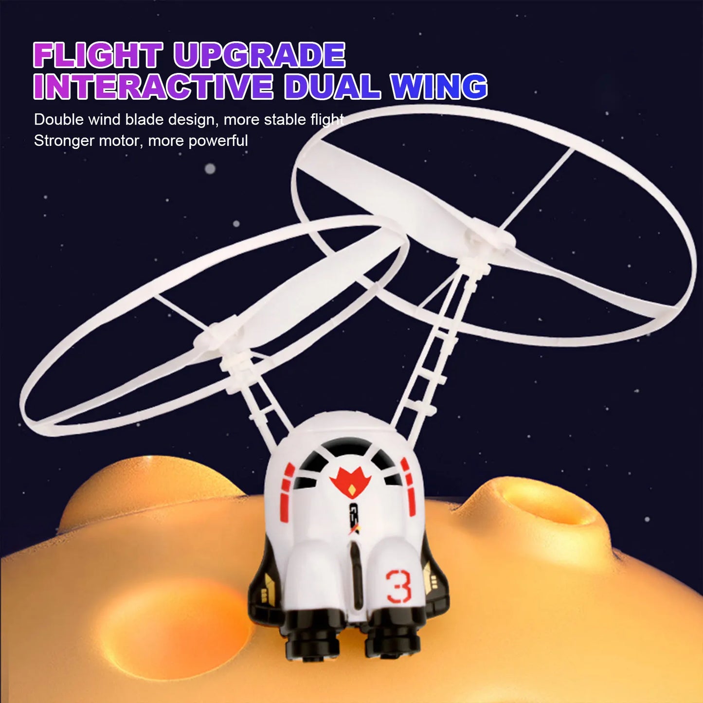 Flying Robot Astronaut Toy Aircraft High-Tech Hand-Controlled Drone Interactive Dual Wings with Lights Outdoor GiftS for Kids