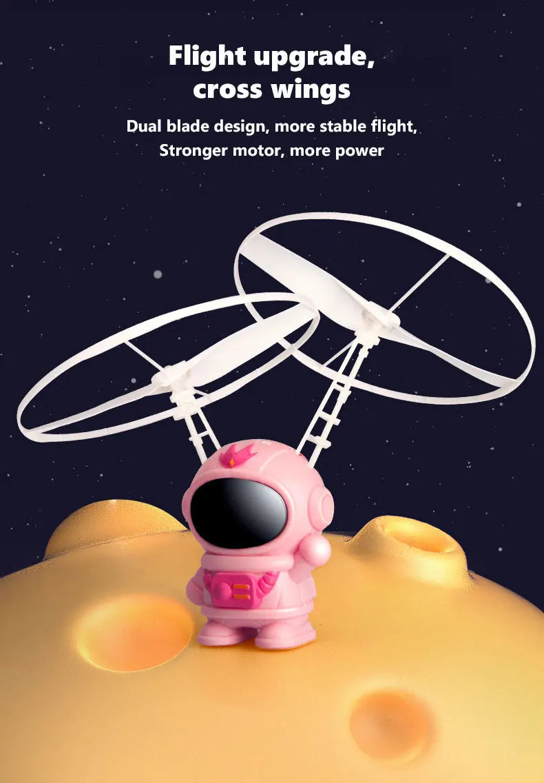 Flying Robot Astronaut Toy Aircraft High-Tech Hand-Controlled Drone Interactive Dual Wings with Lights Outdoor GiftS for Kids