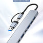 USB C Hub USB Hub 3.0, Aluminum 7 in 1 USB Extender, USB Splitter with USB 3.0, 4 X USB 2.0 and 2 USB C Ports USB Distributor