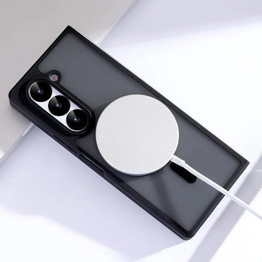 For Samsung Galaxy Z Fold 6 5 4 Magsafe Case Translucent Folding Shockproof Wireless Charging Magnetic Shockproof Hard PC Cover