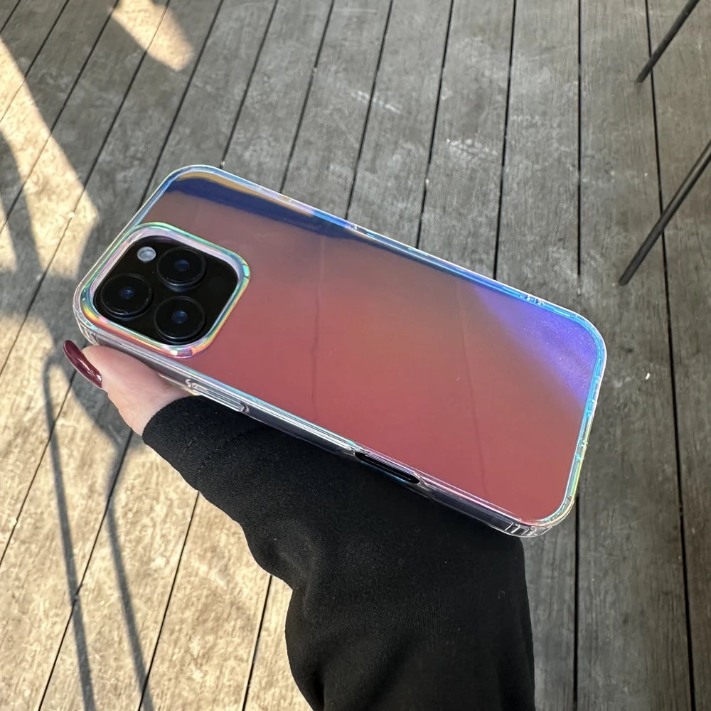 3D Stripe Gradient Aurora Magsafe Phone Case For iPhone 16 15 14 Plus 12 13 Pro Max 11 16e Clear PC + TPU Magnetic Back Cover