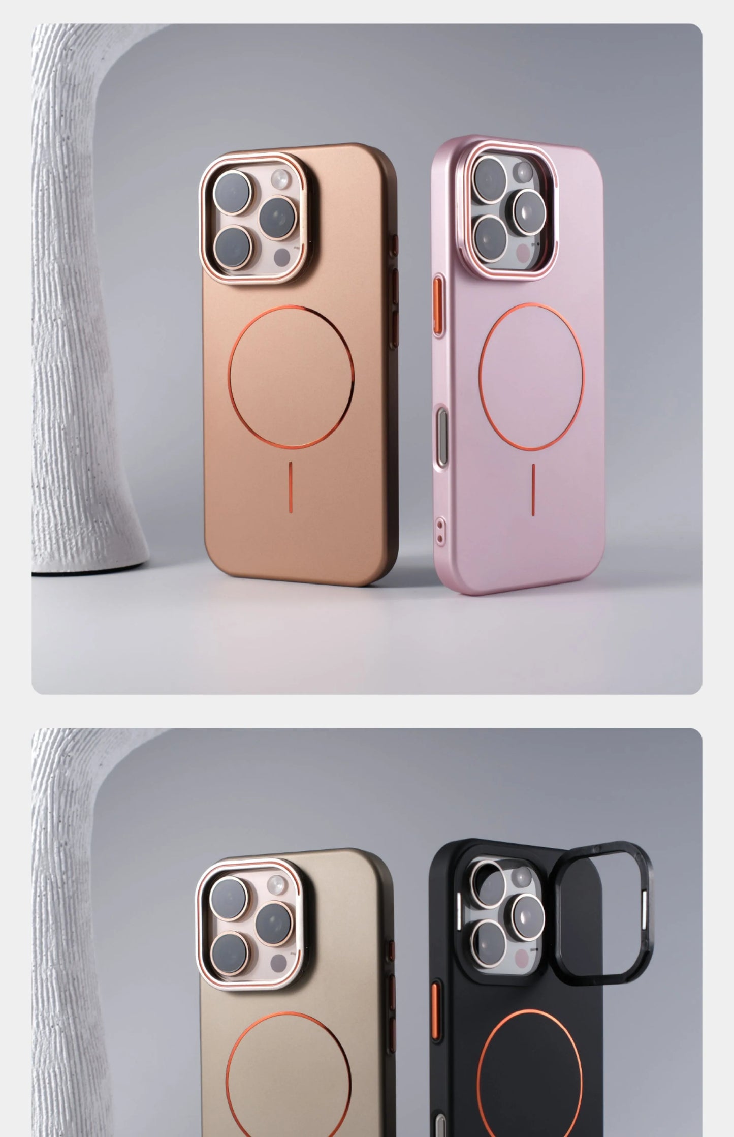 Matte Magsafe Case for iPhone 16 Pro Max Flip Camera Protection Stand Holder Bracket Cover for iPhone 13 14 15 Pro Max 16Pro