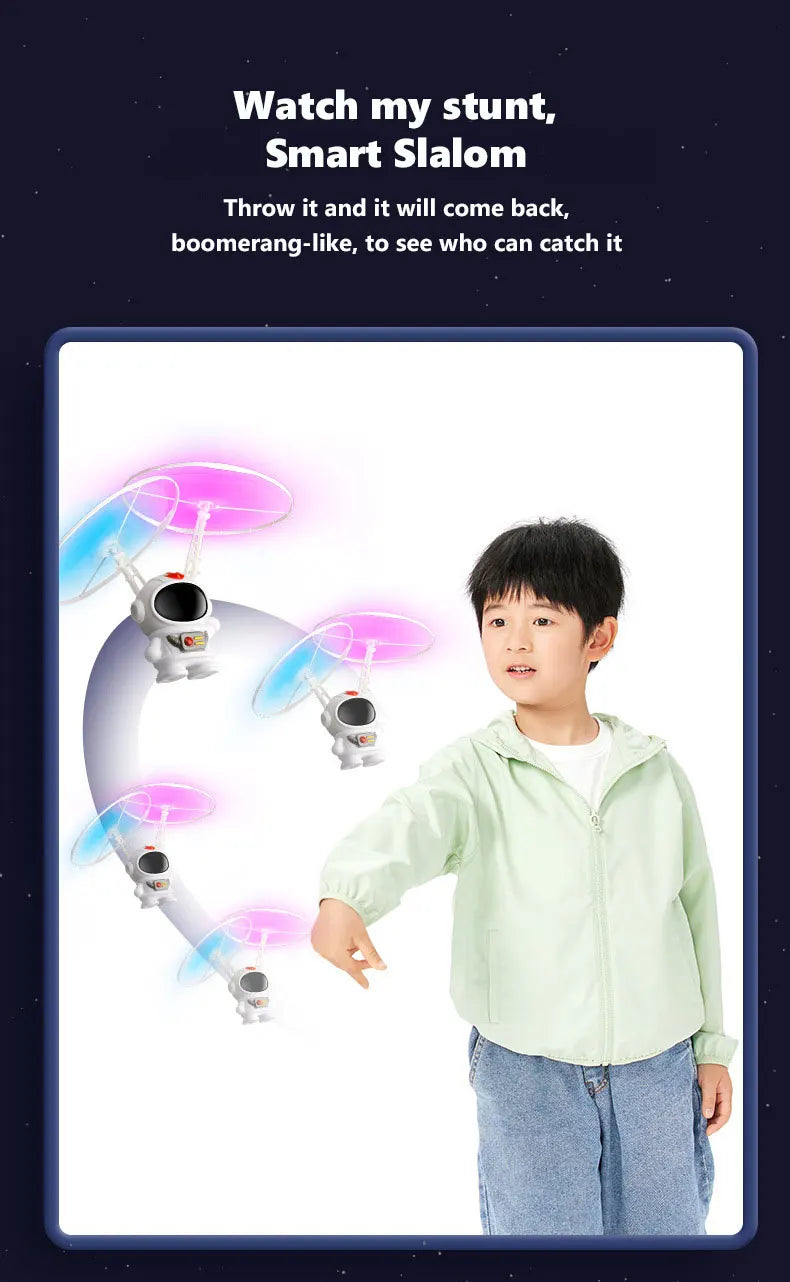 Flying Robot Astronaut Toy Aircraft High-Tech Hand-Controlled Drone Interactive Dual Wings with Lights Outdoor GiftS for Kids