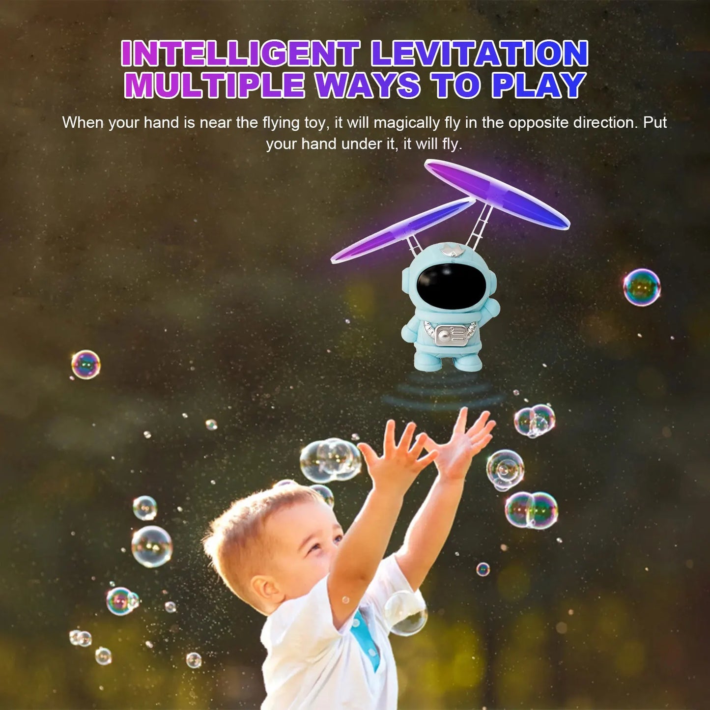 Flying Robot Astronaut Toy Aircraft High-Tech Hand-Controlled Drone Interactive Dual Wings with Lights Outdoor GiftS for Kids