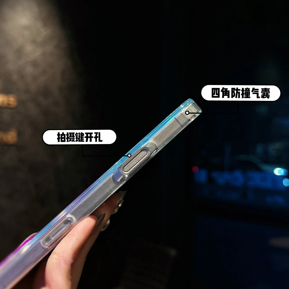 3D Stripe Gradient Aurora Magsafe Phone Case For iPhone 16 15 14 Plus 12 13 Pro Max 11 16e Clear PC + TPU Magnetic Back Cover